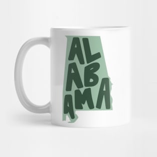 Alabama Doodle Letters Map Outline- green Mug
